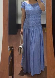 Blue Gingham Maxi Dress