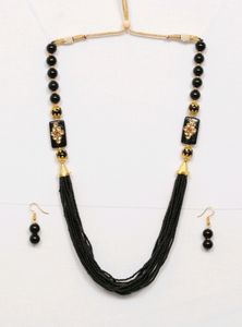 Black Necklace With Earrings.   Jaipurjewelry, Kundanjewelry, Beadsnecklace, Earrings, Chokerset, Peacockjewellery Forever21, Beauty, Women&#39;s,  Bridaljewellery,  Biba, Shein, Ethnic, Western,