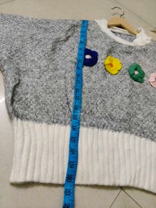 Floral Applique Knit Sweater