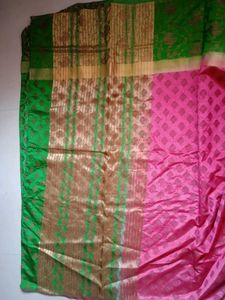 Pink &amp; Green Pattu Saree
