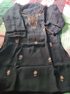 Embroidered Black Kurti Tunic