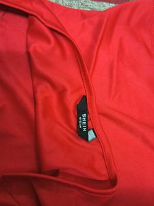 shein Red Halter Top with Flower Detail