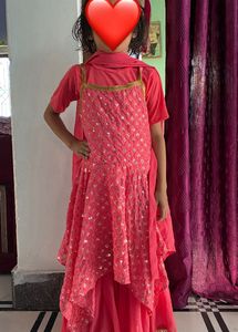 Girls' Pink Sharara Suit