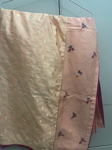Embroidered Peach Silk Suit