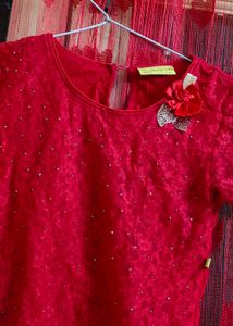 Sparkling Red Lace Top for Girls