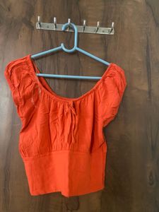 Smocked Orange Crop Top