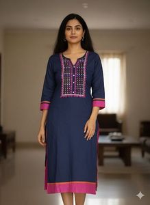 Elegant Embroidery Cotton Kurta!
