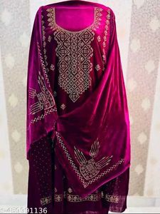 Elegant Embroidered Velvet Salwar Suit