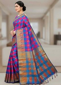 🛍️Like New Checked Silk Saree ⭐⭐⭐⭐⭐