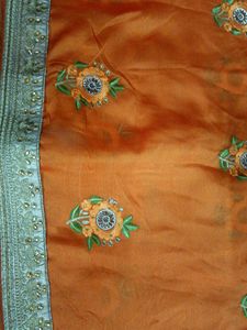 Orange Embroidered Saree