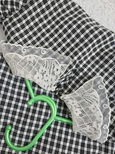 Checkered Lace Collar Top bust 32~34