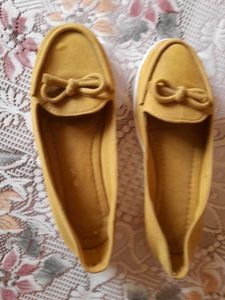 Soft Suede Type Moccasins Mustard