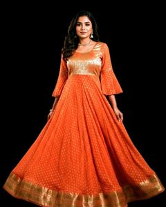 Elegant Orange Ethnic Gown