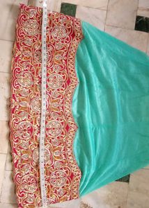 Teal &amp; Pink Embroidered Lehenga Set