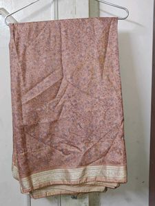 Elegant Pure Silk Saree |Light Peach Printed Pallu
