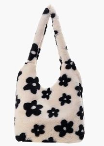 Floral Fuzzy Tote Bag
