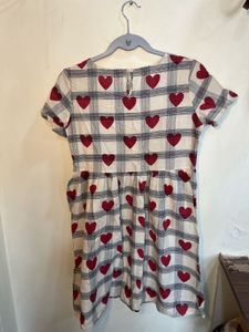 Heart Print Plaid Dress