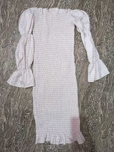 Gingham Print Off Shoulder Dress