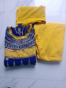 Elegant Blue & Yellow Kurta Set