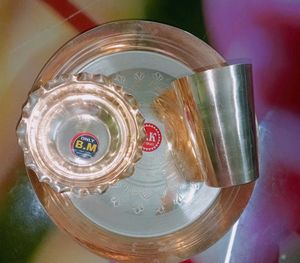 BM brand new brass plate glass and bowl set .