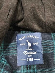 Boys Blue Plaid Hooded Shirt
