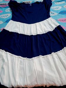 Blue & White Tiered Dress