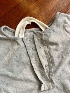 Gray Short Sleeve Crop Top attached White Tank