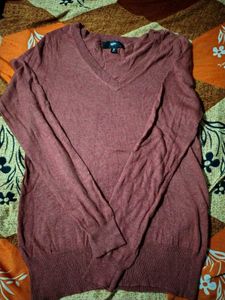 Light Brown V-Neck Sweater