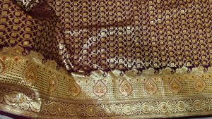 high quality Banarasi Gold &amp; Burgundy Saree 😍
