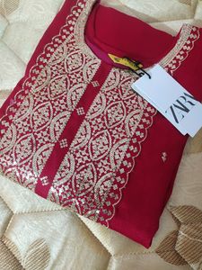 Embroidery Red Kurtha
