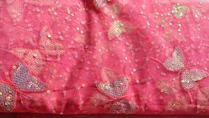 2 Meter Pink Sequin Butterfly Suit Material