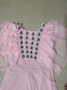 Peach Kurta With Embellishment