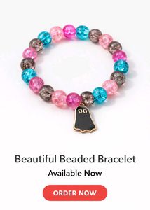 Colorful Beaded Ghost Charm Bracelet