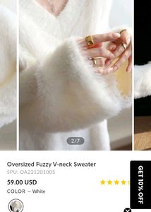 Fuzzy V-Neck Sweater