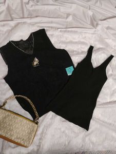✨Black Sleeveless Vest+Black Tank Top✨
