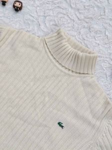 LACOSTE Cream Turtleneck Sweater