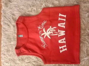 Red Graphic Print Cropped Tank Top