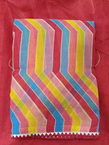 Colorful Striped Saree with Silver Detailing