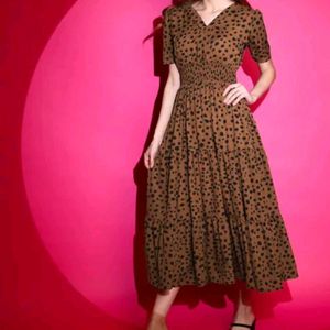Chic Brown Polka Dot Dress