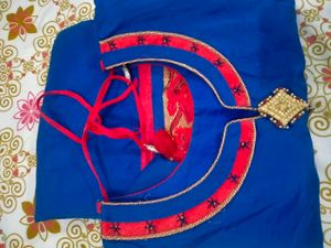 Navy Blue Silk Kurti With Patchwork Salwar