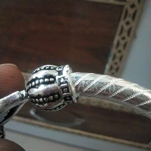 Pure Silver Oxidised Trishul Rudraksha Open Kada