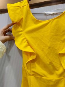 Chic Yellow Ruffled Dress
