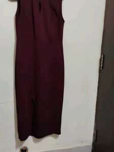 One Piece Side Cut Maroon Dress