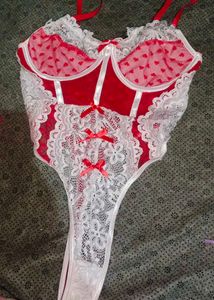 Red &amp; White Teddy Lingerie