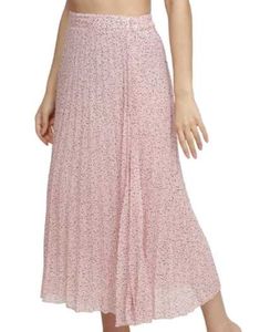 Pink Floral Pleated Skirt