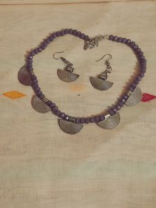 Crystal Beads Silver Charms Set.