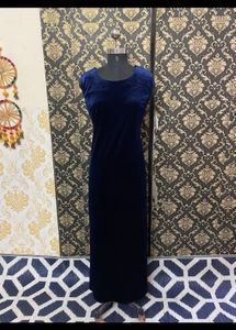 Elegant Navy Velvet Dress