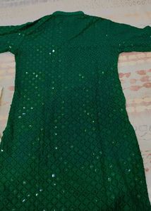 Green Embellished Kurta