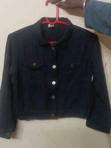 black Cropped Denim Jacket