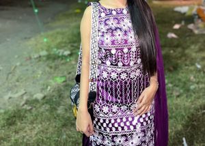 Elegant Purple Embroidered Suit